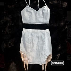 Two piece blue Jean set